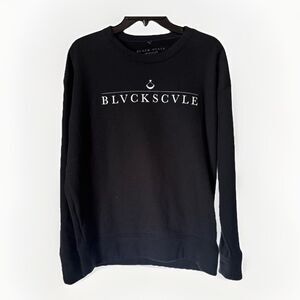 Black Scale Shirt Men Large Black Spell Out Art Graphic Sweatshirt Streetwear